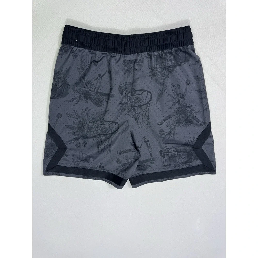 Air Jordan Sport Dri-FIT Mesh Diamond Shorts Gray Black Printed FV8614-010 Men M
